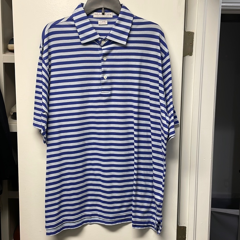 Martin XL golf polo blue stripe